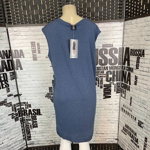 Active Life XXL Blue Heather Scoop Neck Detail Hem Sleeveless Above Knee Dress - Picture 3 of 6